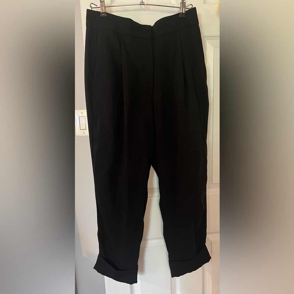 COS Black Pleated Tapered Trousers